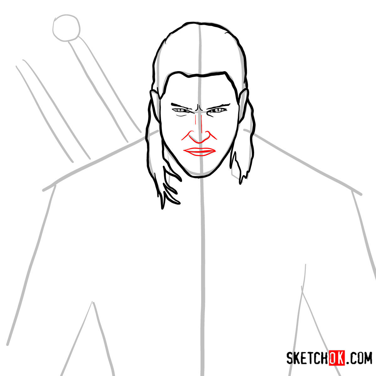 How to draw Geralt of Rivia | The Witcher - step 06