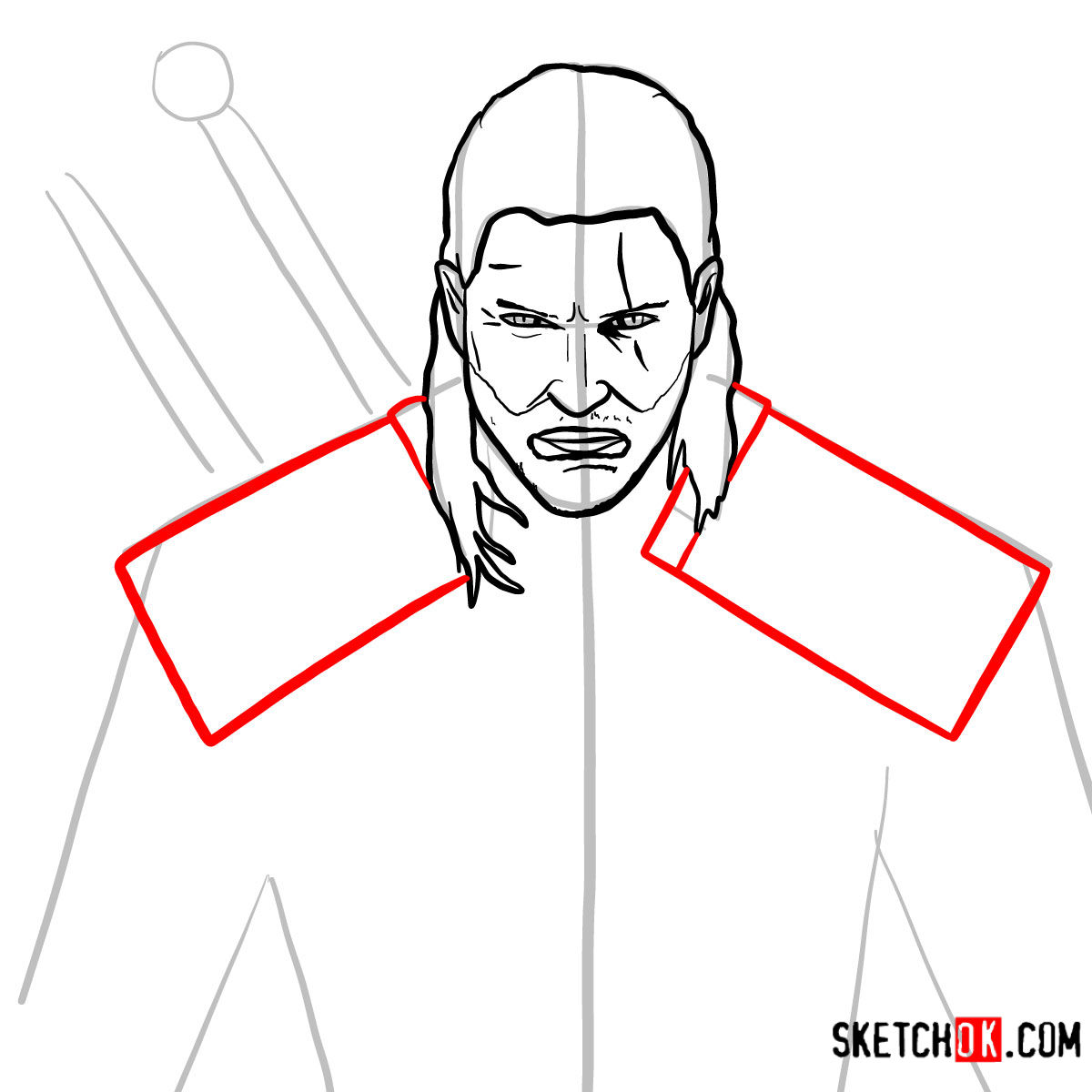 How to draw Geralt of Rivia | The Witcher - step 09