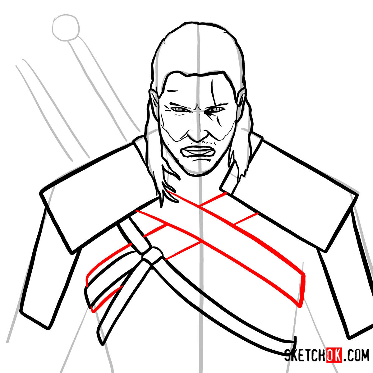 How to draw Geralt of Rivia | The Witcher - step 12