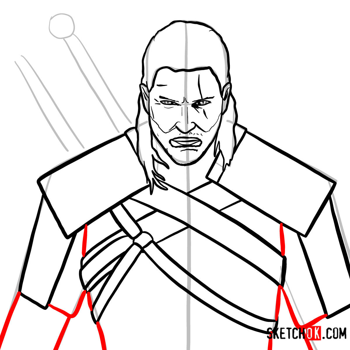 How to draw Geralt of Rivia | The Witcher - step 13
