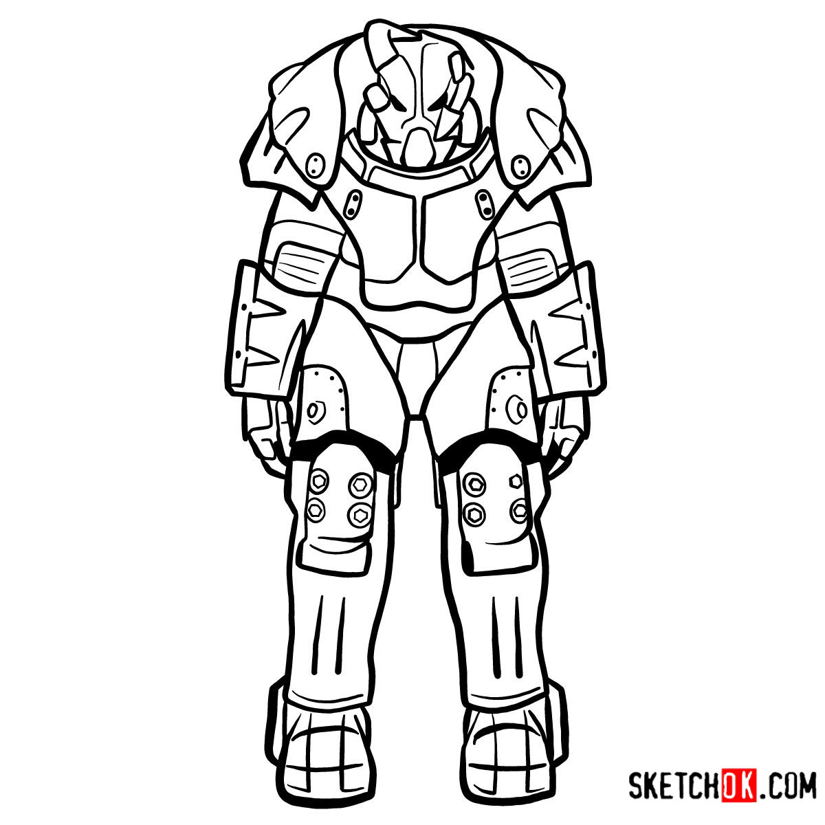 How to draw Quantum X-01 power armor | Fallout