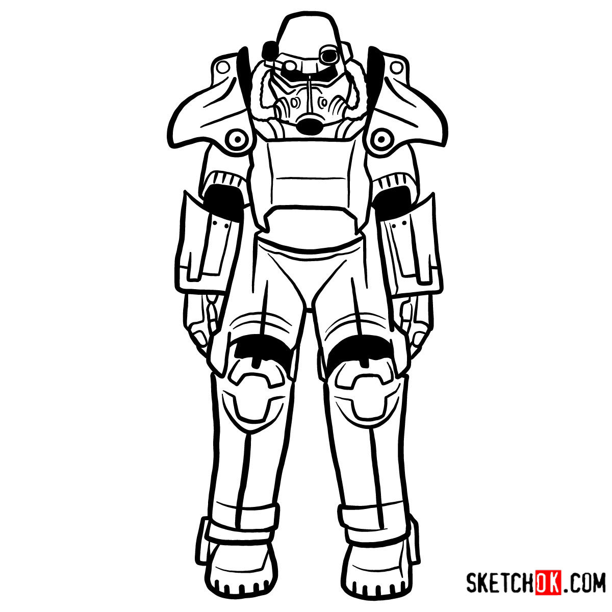 How to draw T-45 power armor | Fallout