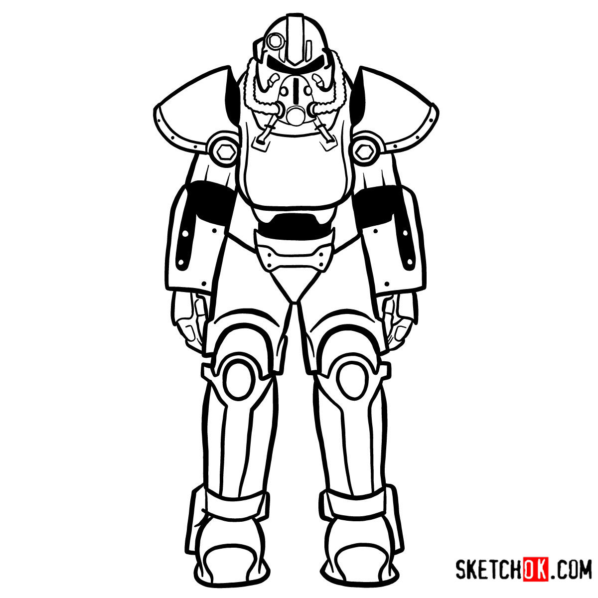 How to draw T-51 power armor | Fallout