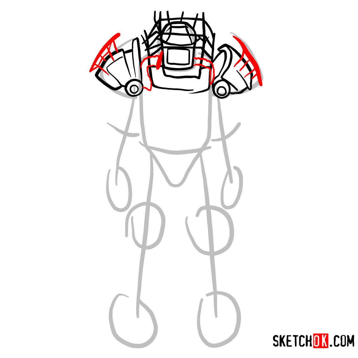 How to draw Raider power armor | Fallout - step 06