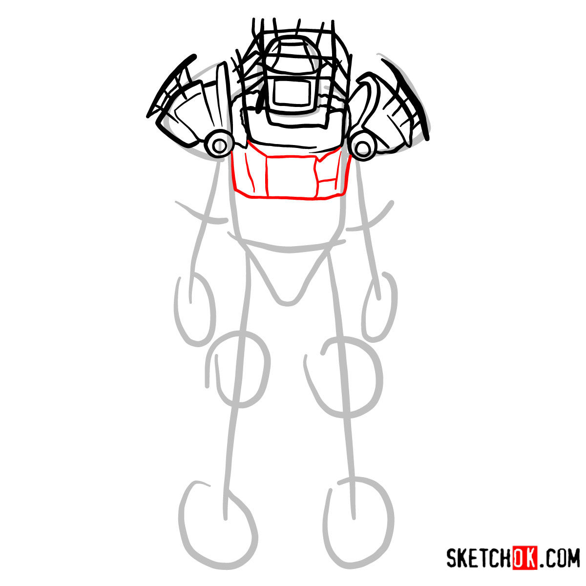 How to draw Raider power armor | Fallout - step 07