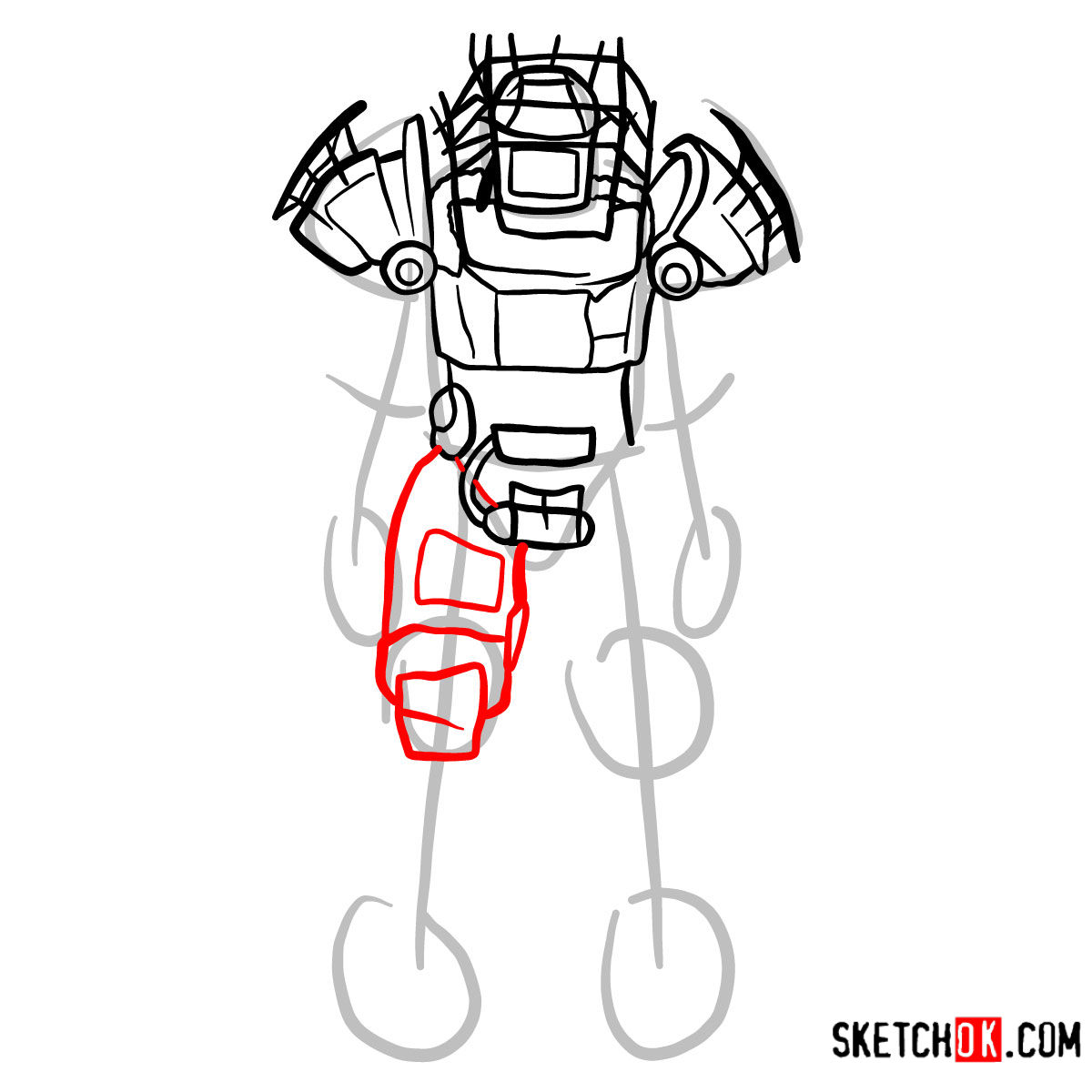 How to draw Raider power armor | Fallout - step 09