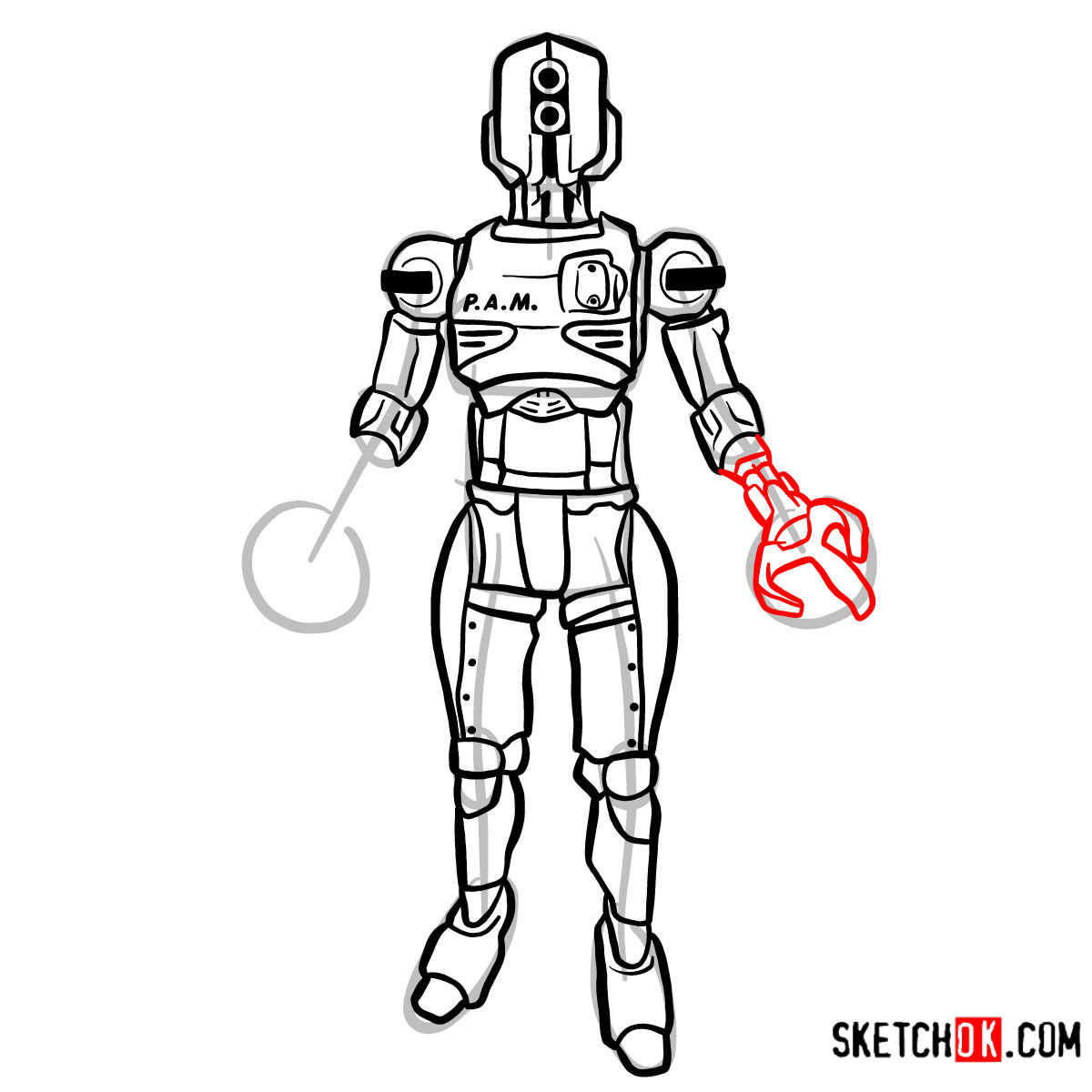 How to draw Assaultron | Fallout - step 13
