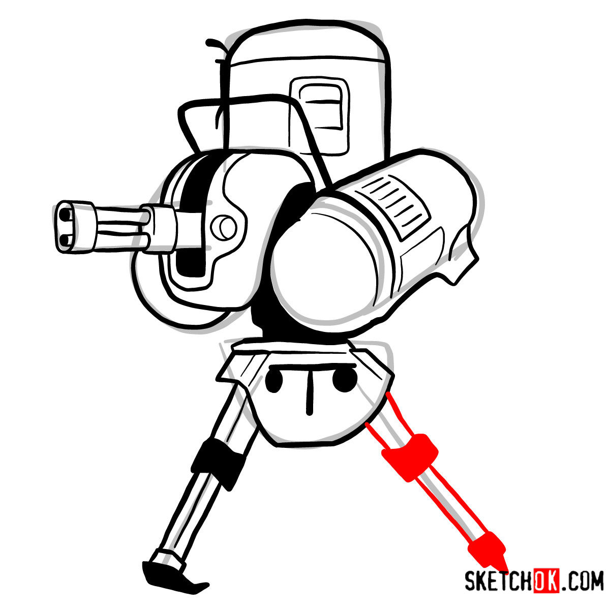 How to draw Automated turret | Fallout - step 12