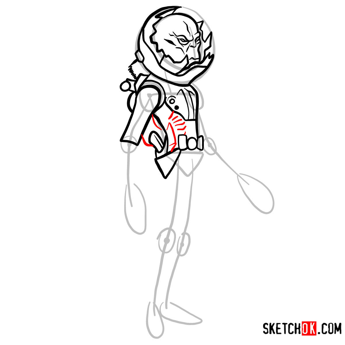 How to draw the Alien (Zetan) | Fallout - step 10