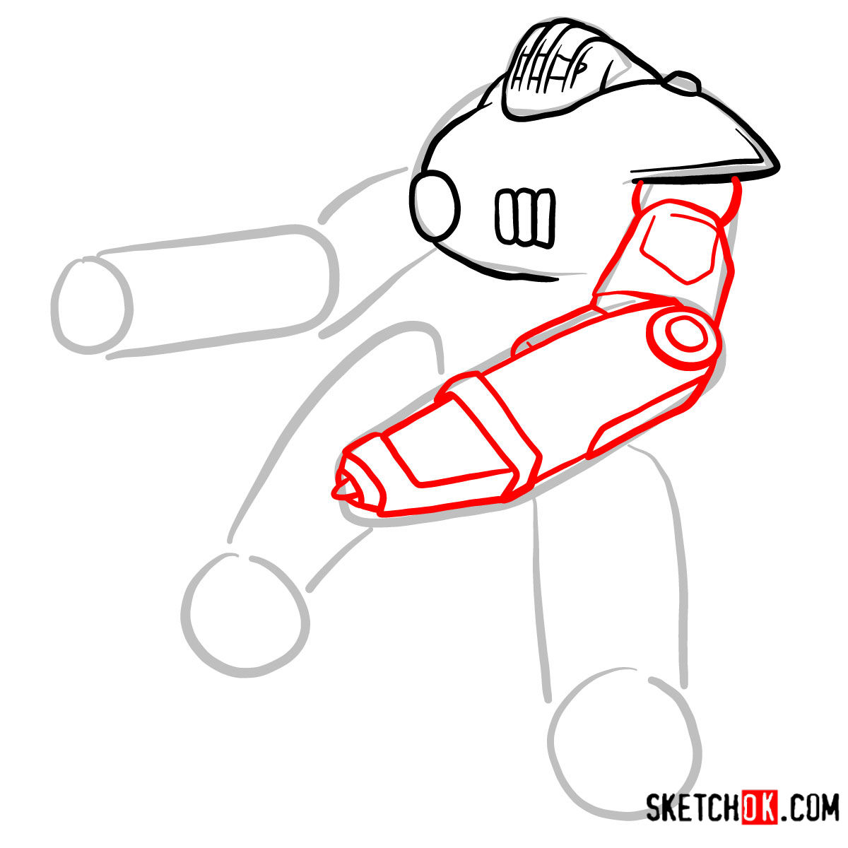 How to draw the Sentry bot | Fallout - step 04