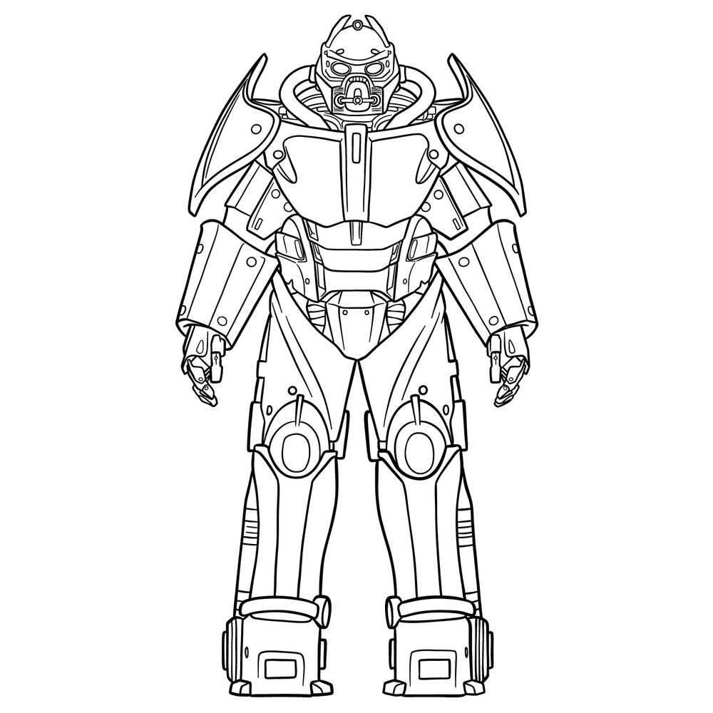 X-02 Power Armor Drawing Guide – Step-by-Step Tutorial