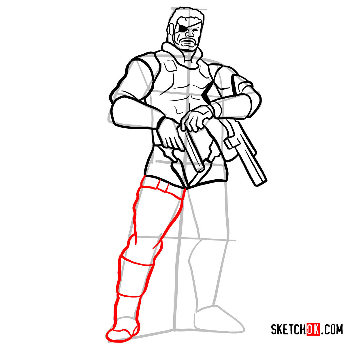 How to draw Big Boss full growth | Metal Gear Solid - step 13