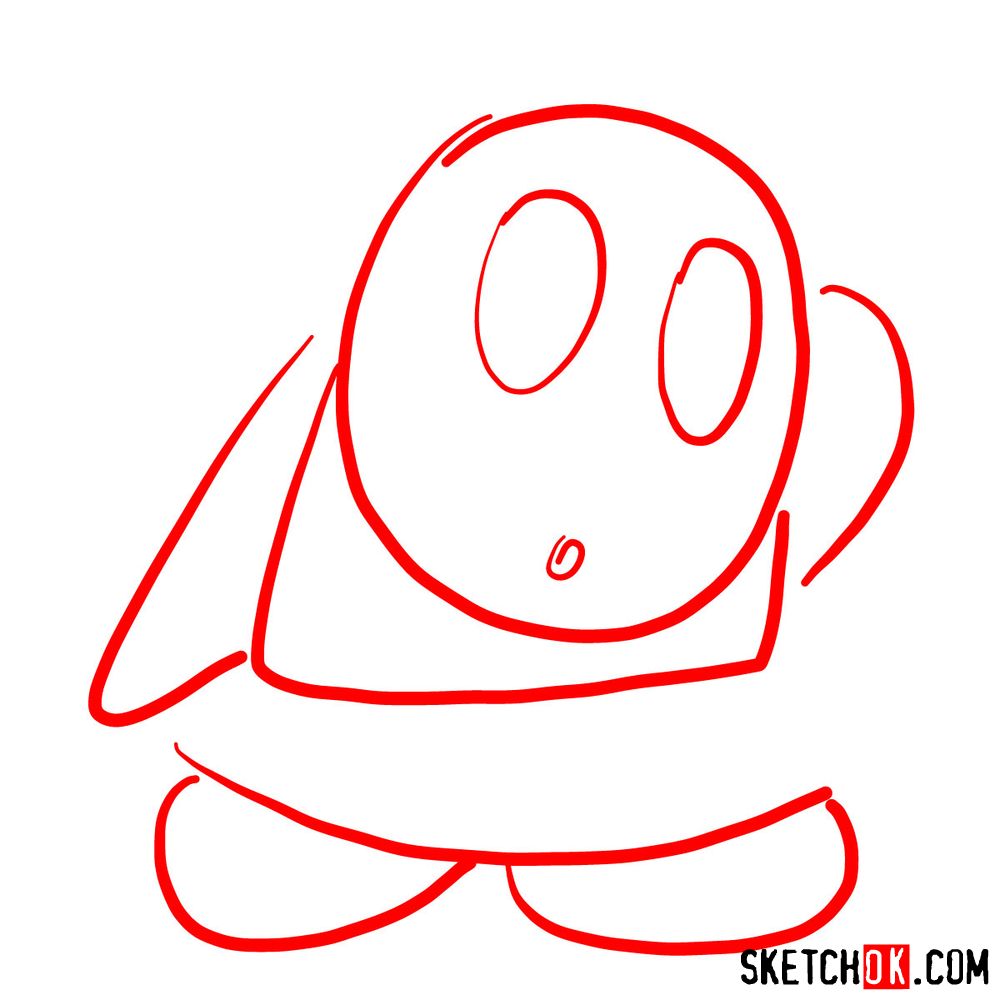 How to draw Shy Guy from Super Mario games - step 01