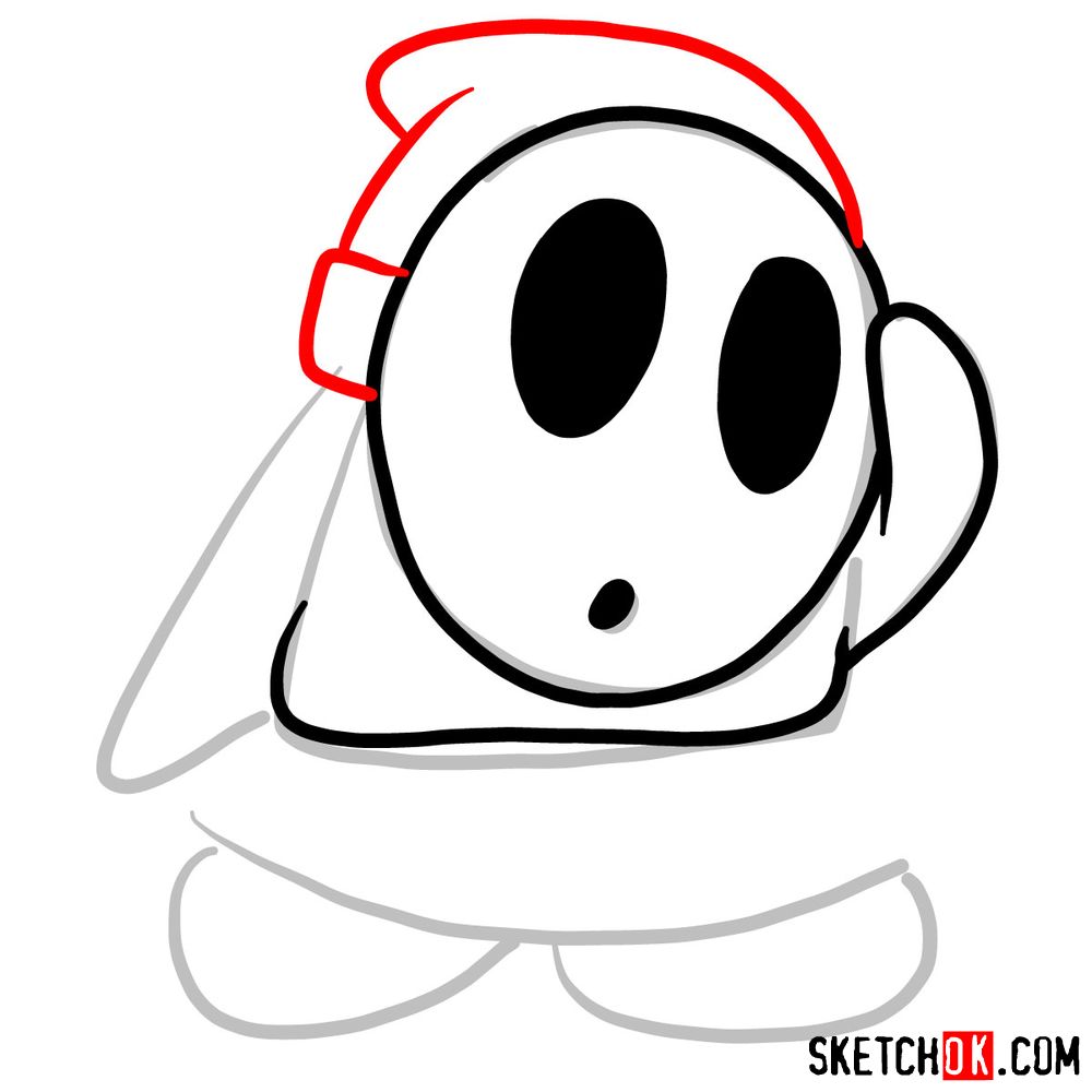 How to draw Shy Guy from Super Mario games - step 04