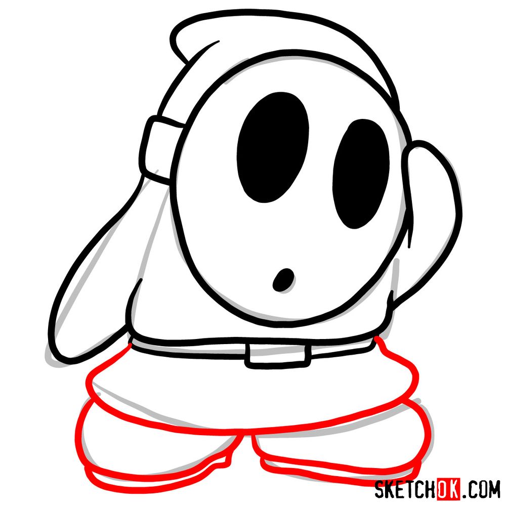 How to draw Shy Guy from Super Mario games - step 06