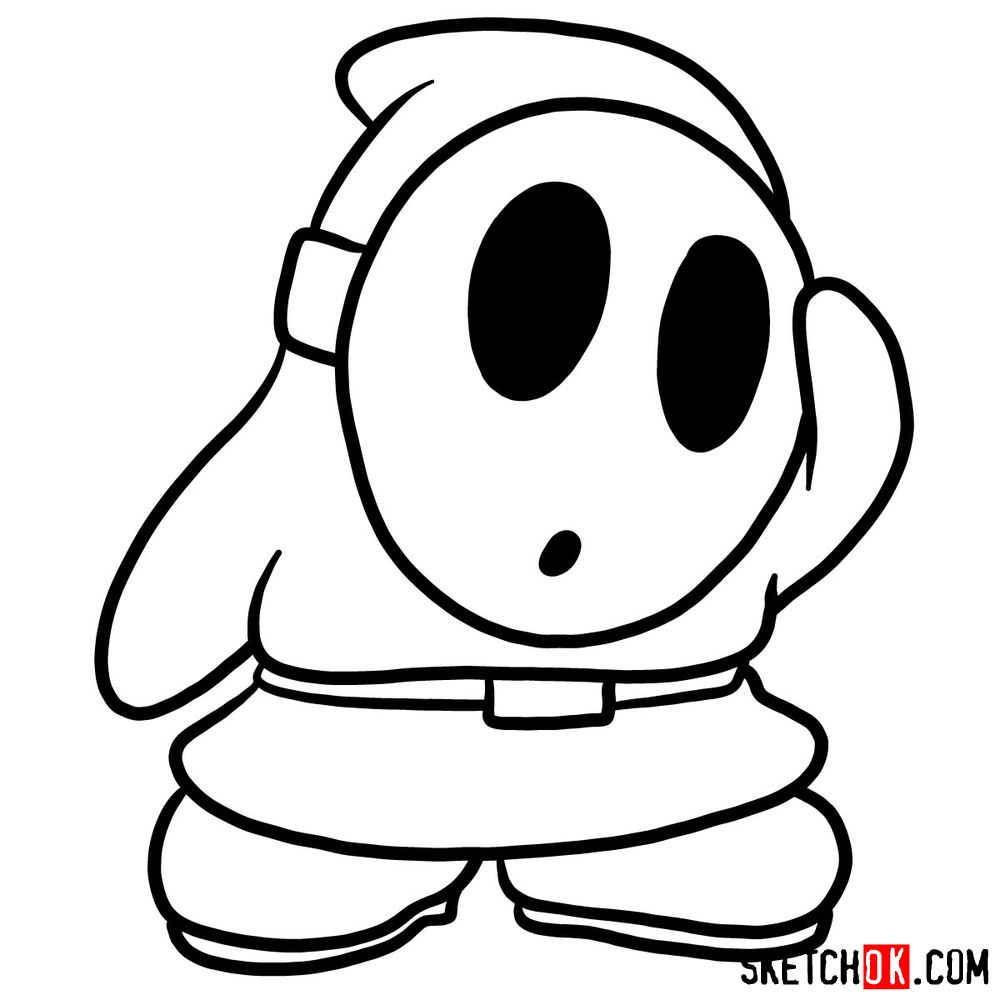 How to draw Shy Guy from Super Mario games - step 07