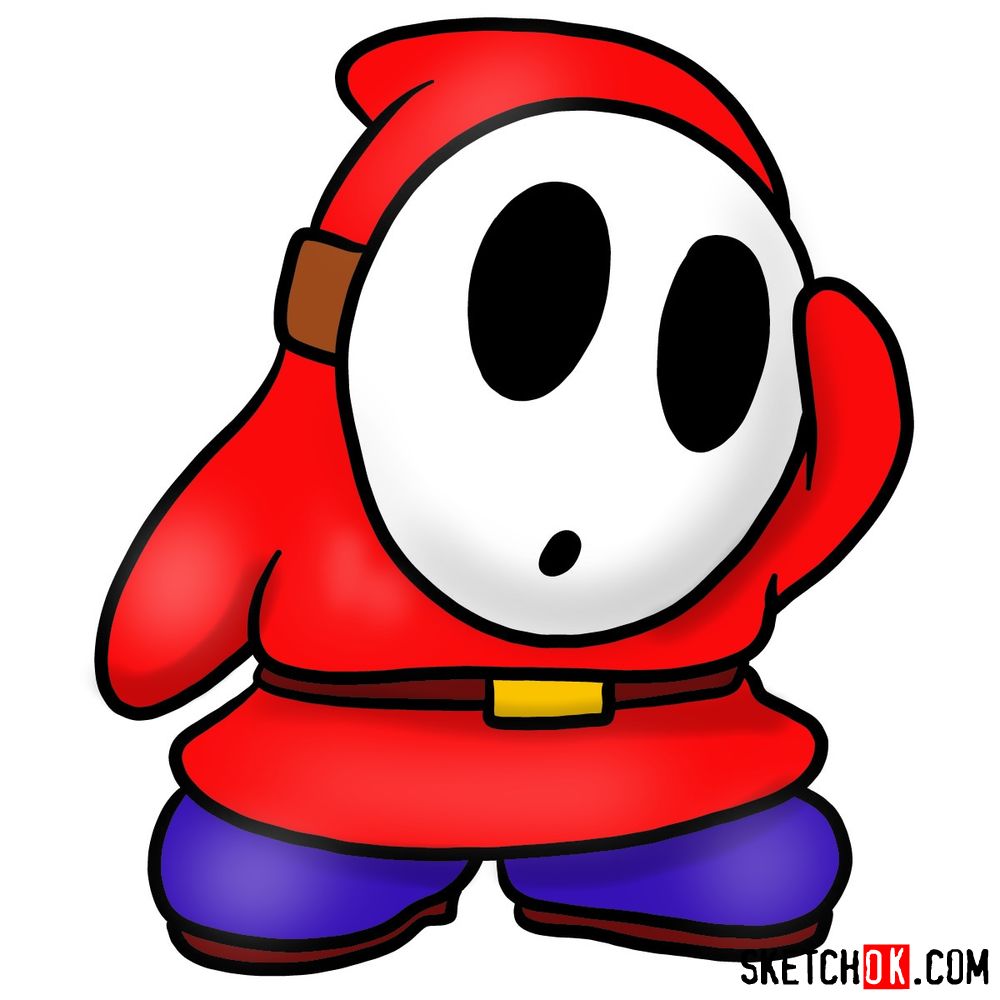 How To Draw Shy Guy Super Mario Sketchok Easy Drawing Guides