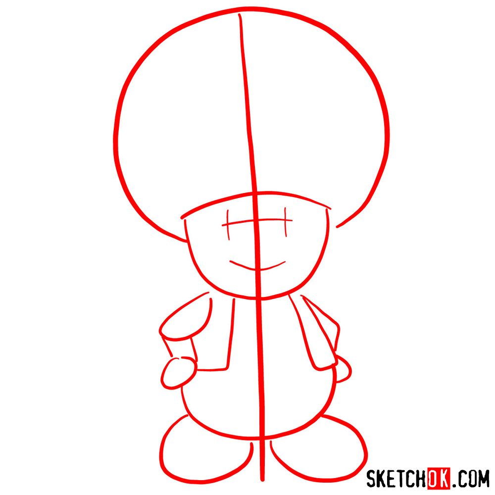 How to draw Toad from Super Mario games - step 01