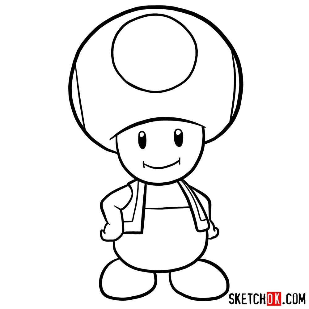 How to draw Toad Super Mario Step by step drawing tutorials