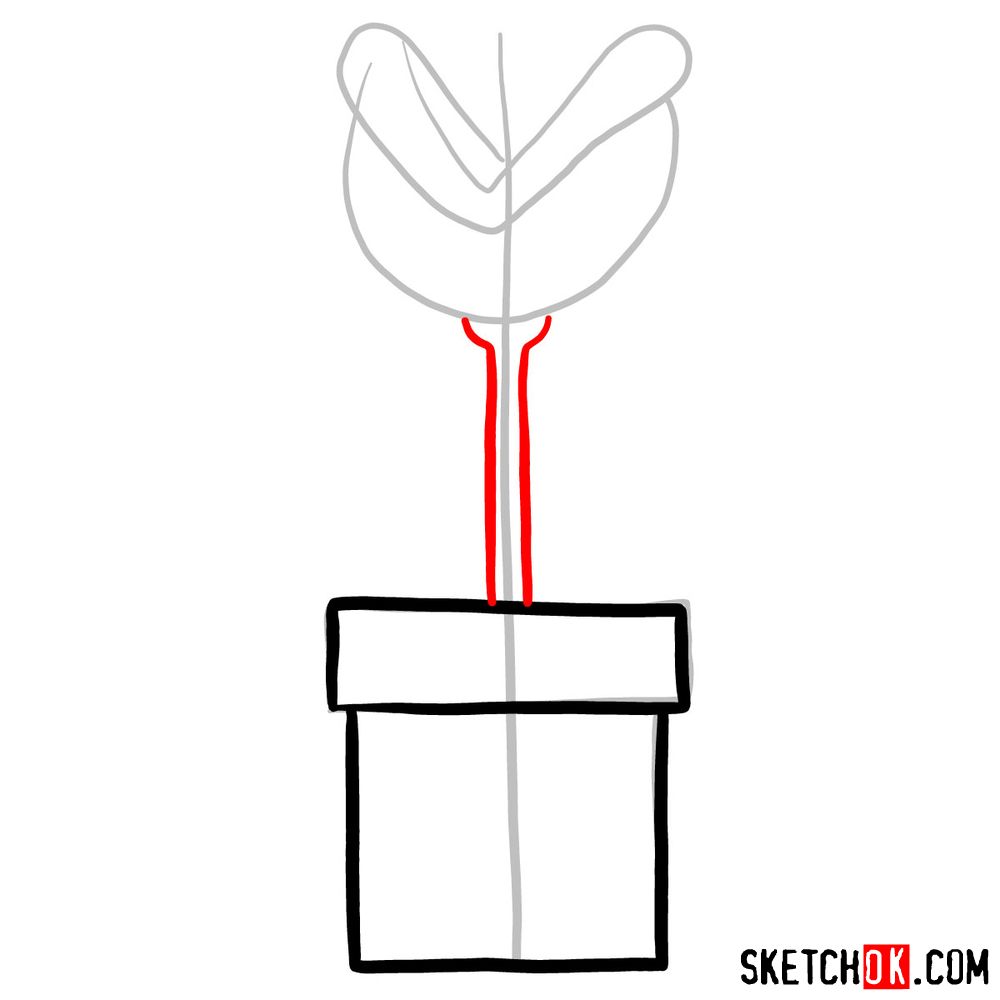 How to draw Piranha Plant from Super Mario games - step 03