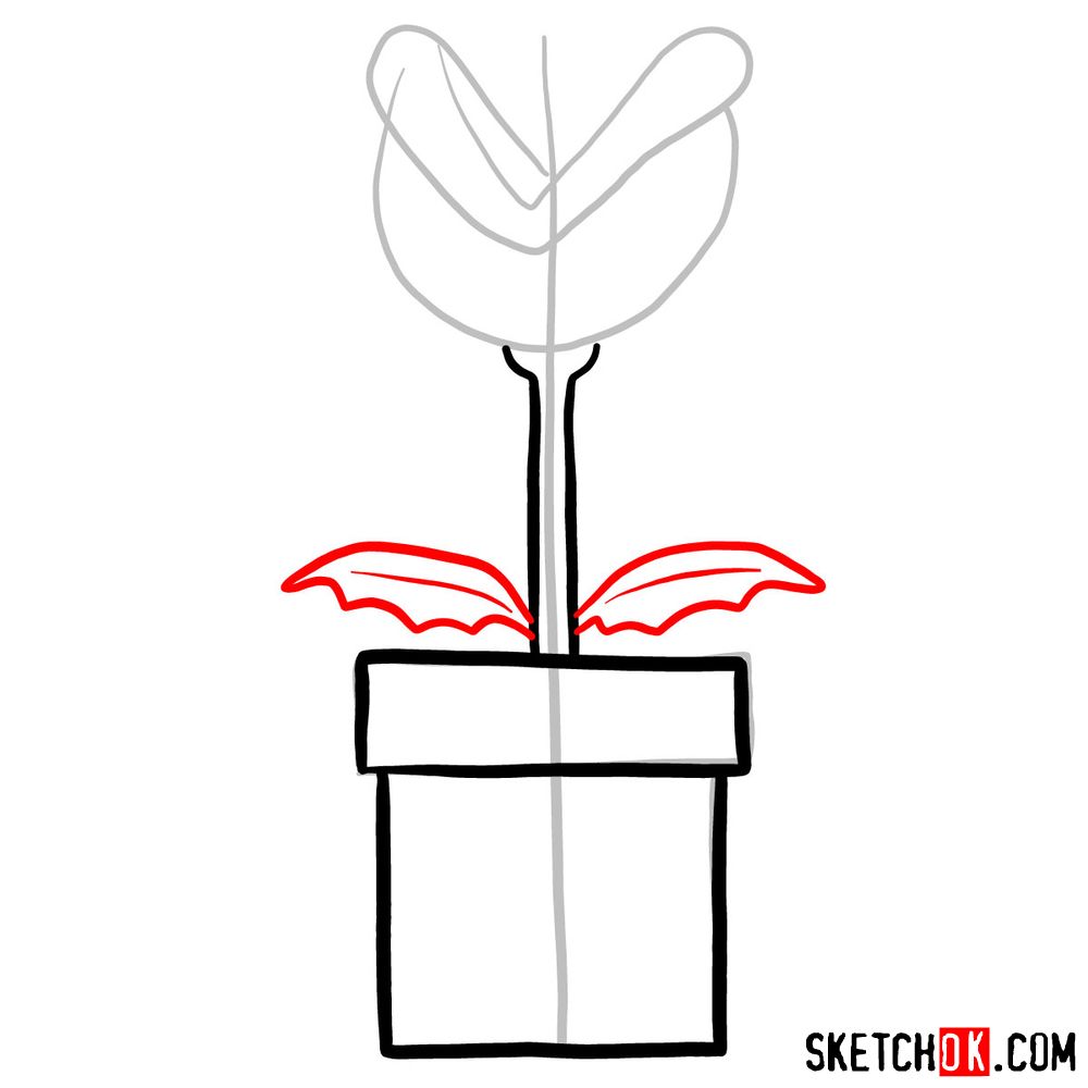 How to draw Piranha Plant from Super Mario games - step 04