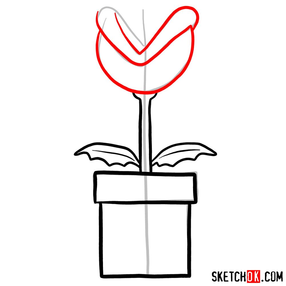 How to draw Piranha Plant from Super Mario games - step 05