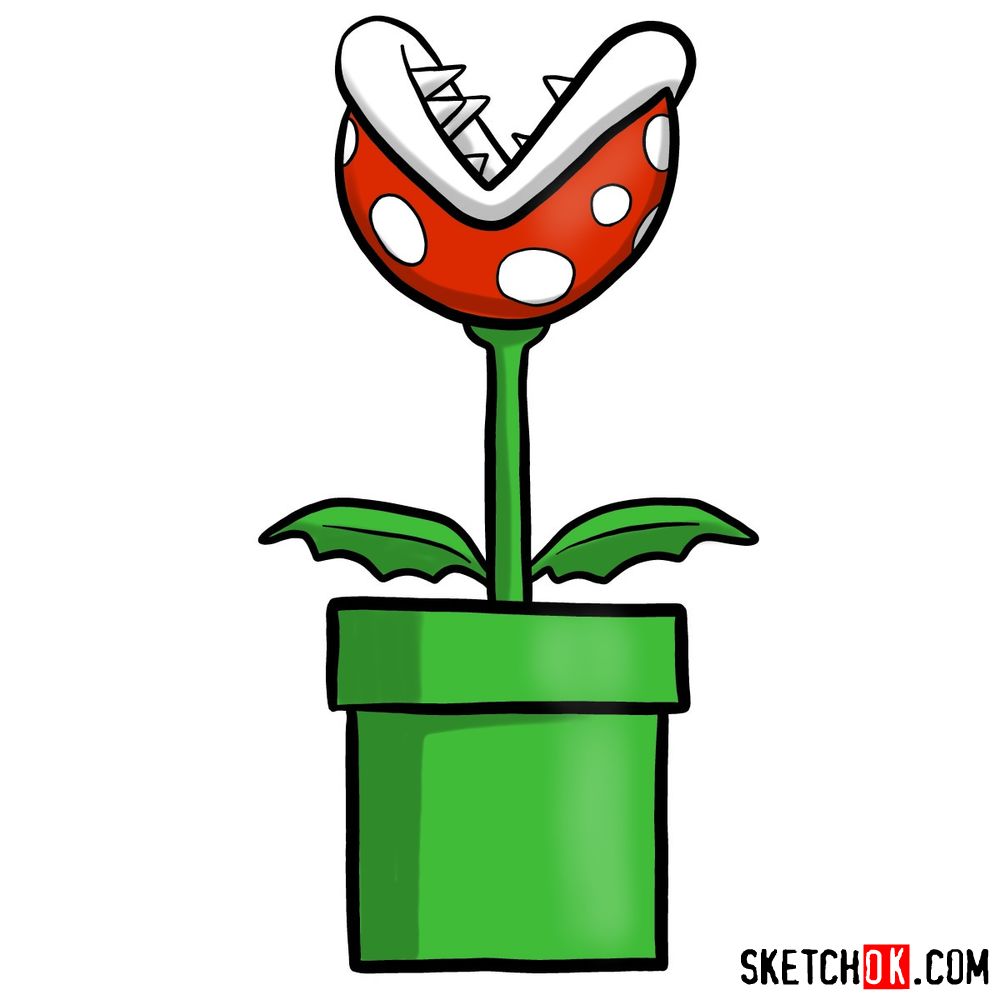 How to draw Piranha Plant from Super Mario games