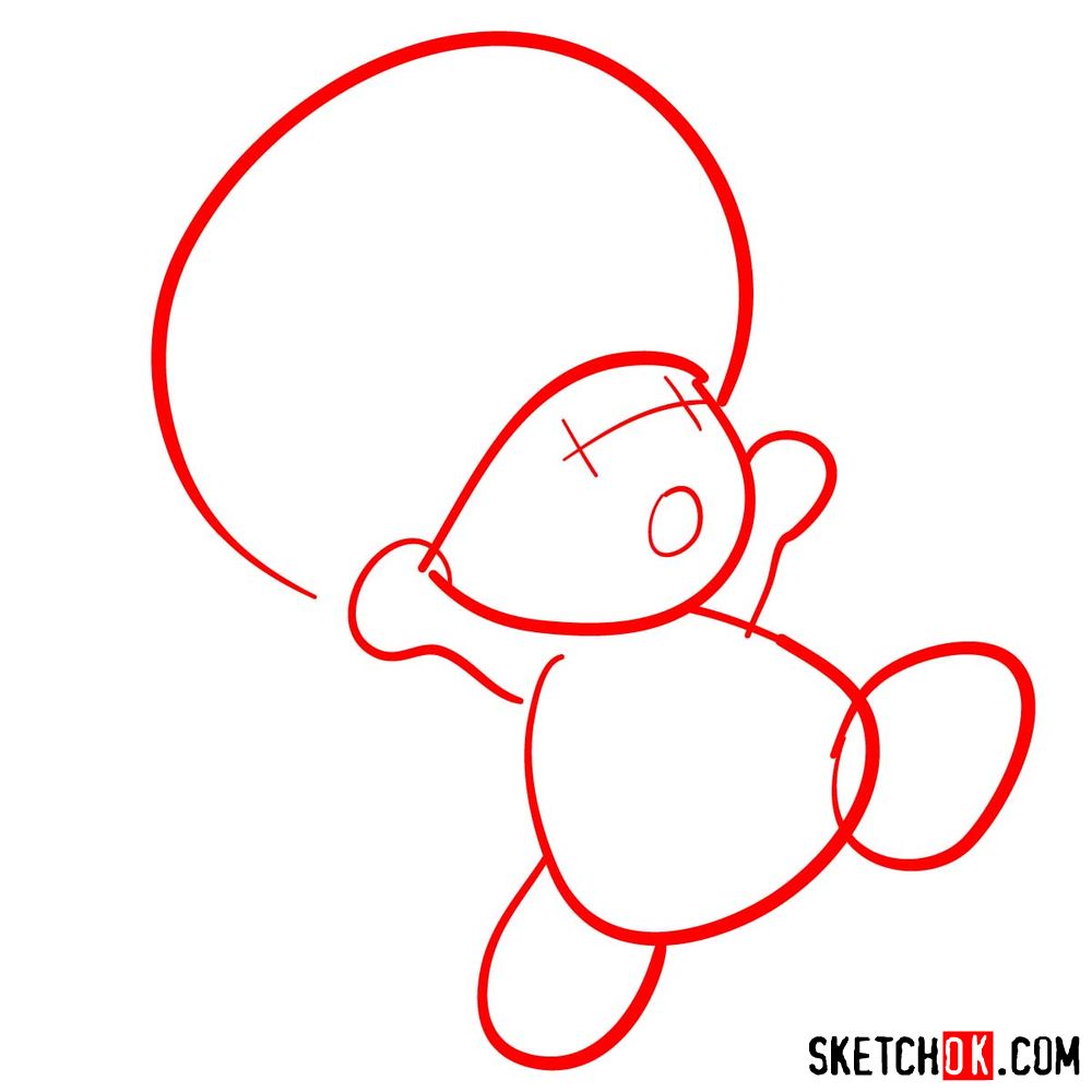 How to draw Toadette from Super Mario games - step 01