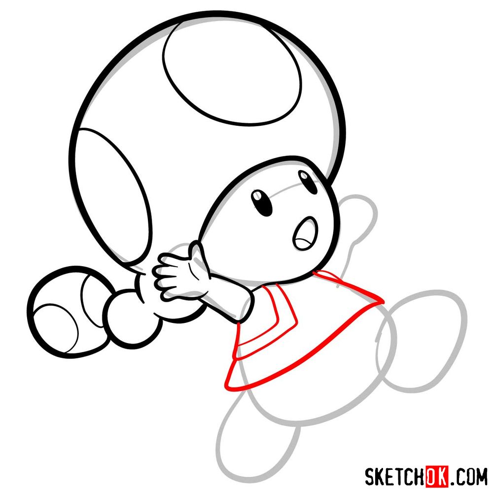 How to draw Toadette from Super Mario games - step 05