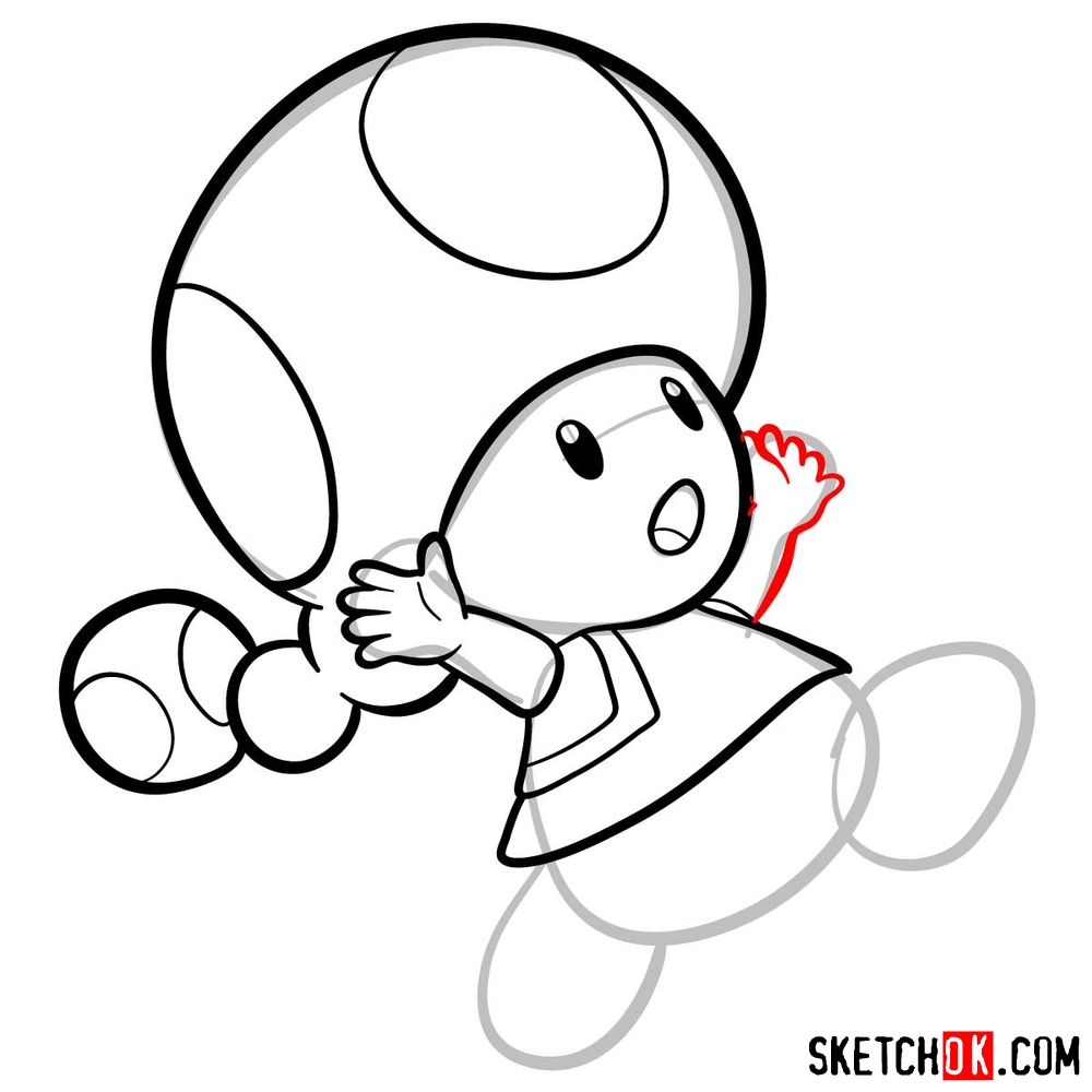 How to draw Toadette from Super Mario games - step 06