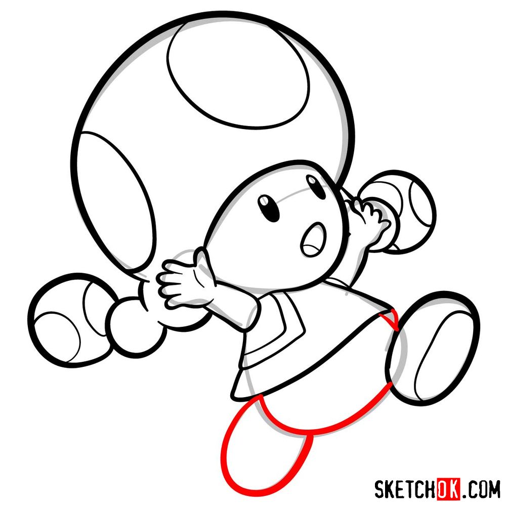 How to draw Toadette from Super Mario games - step 08