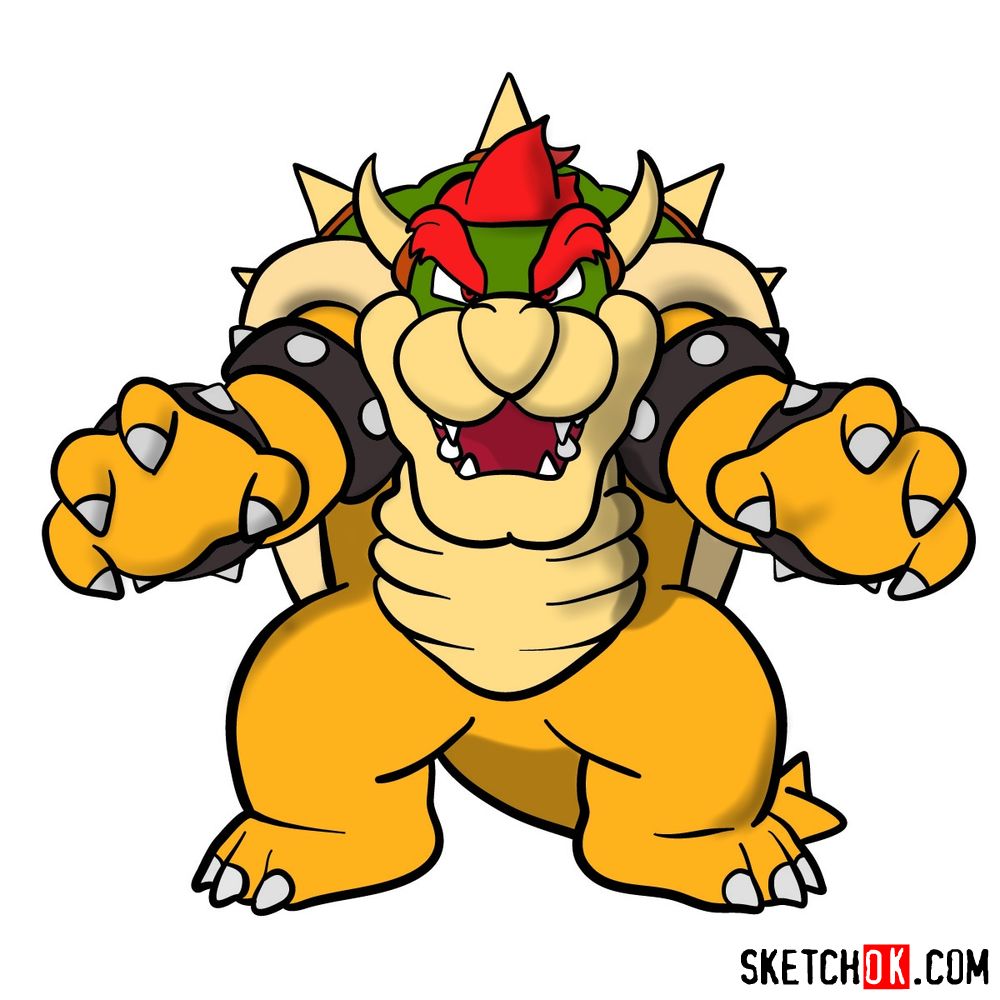 How to draw Bowser from Super Mario games