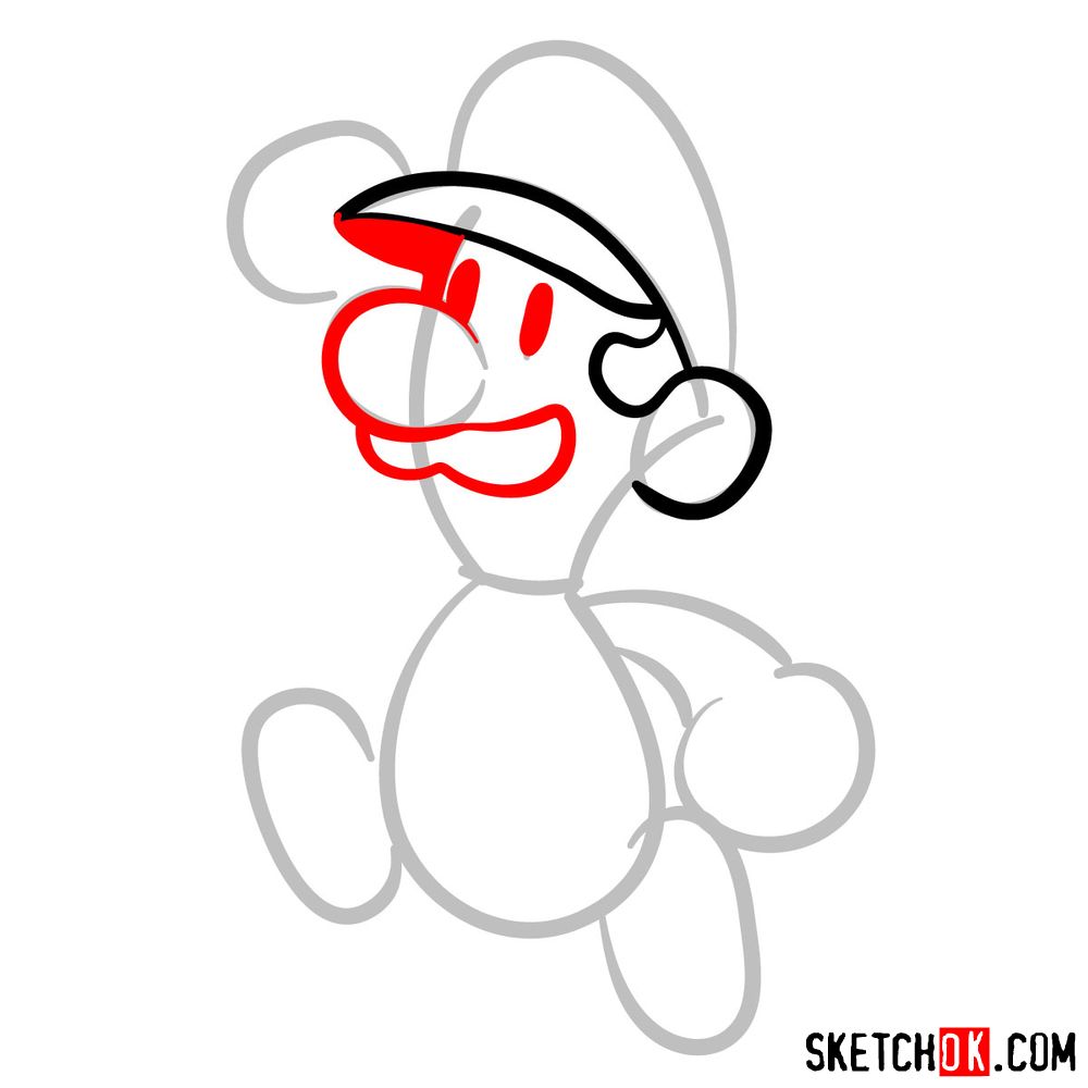How to draw classic Luigi in 2D from Super Mario games - step 04