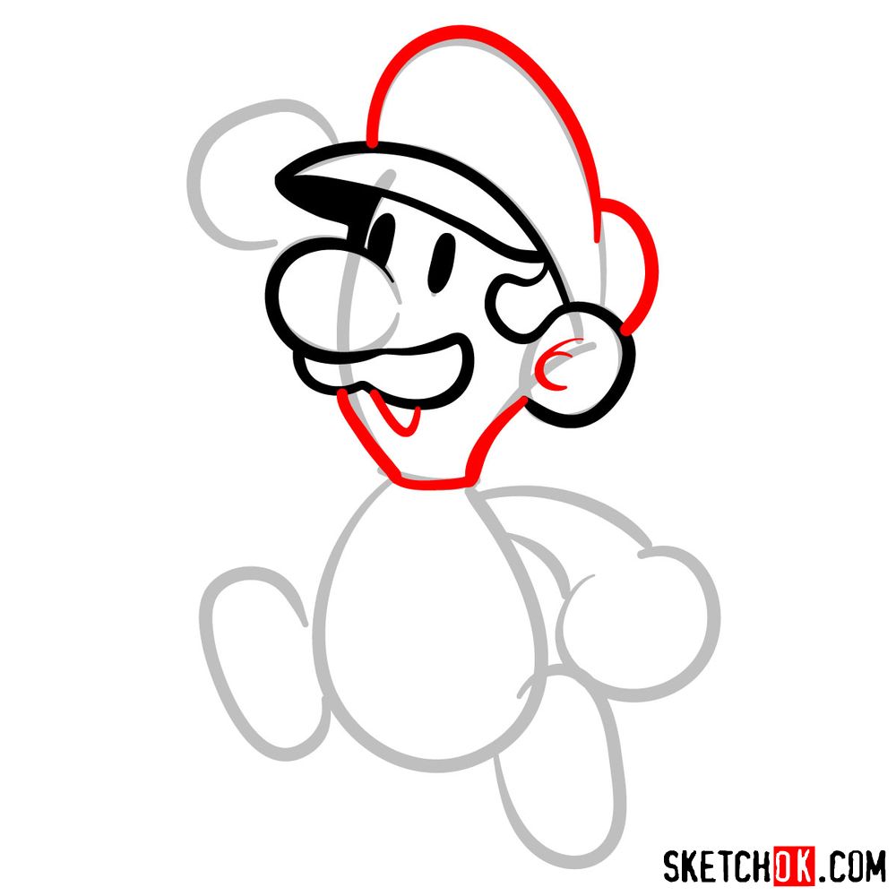 How to draw classic Luigi in 2D from Super Mario games - step 05