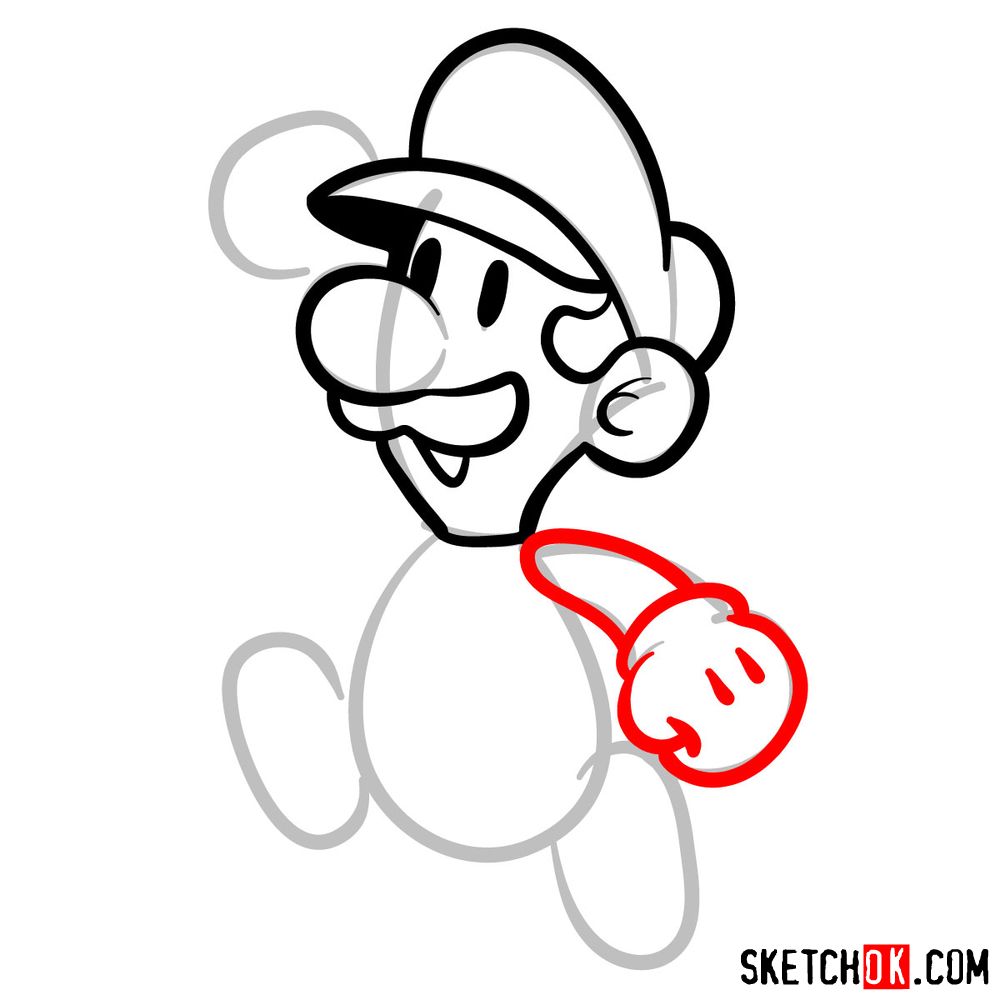 How to draw classic Luigi in 2D from Super Mario games - step 06