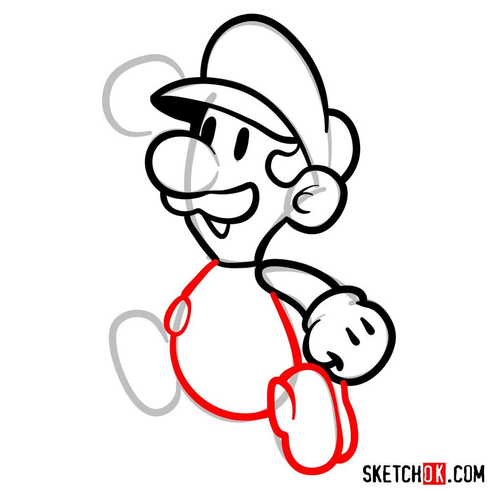 How to draw classic Luigi in 2D from Super Mario games - step 07