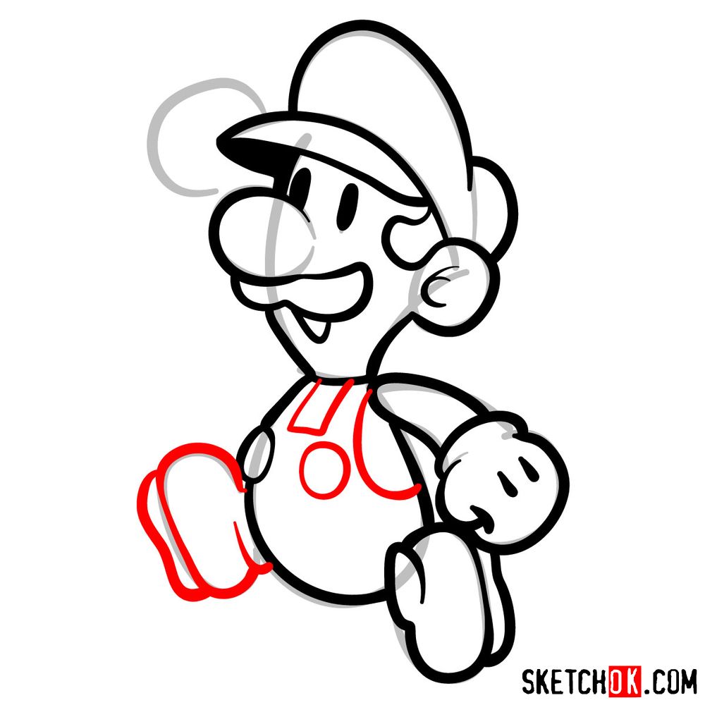 How to draw classic Luigi in 2D from Super Mario games - step 08