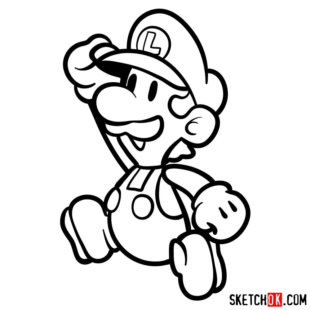 How to draw classic Luigi in 2D from Super Mario games - step 10
