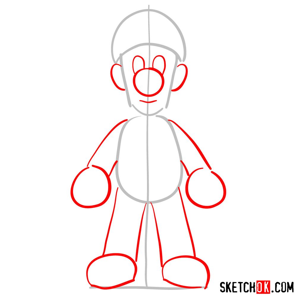 How to draw Luigi | Super Mario - step 02