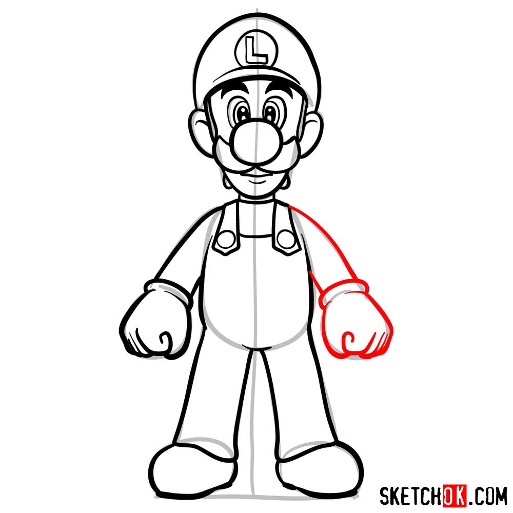 How to draw Luigi | Super Mario - step 11