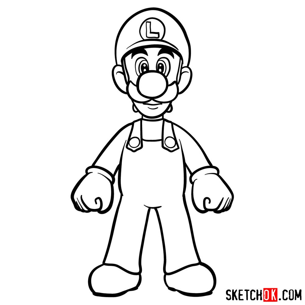 How to draw Luigi | Super Mario - step 12