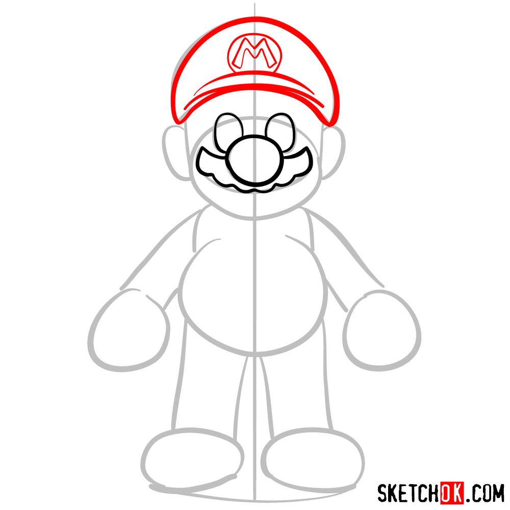 How to draw Mario from Super Mario games - step 04