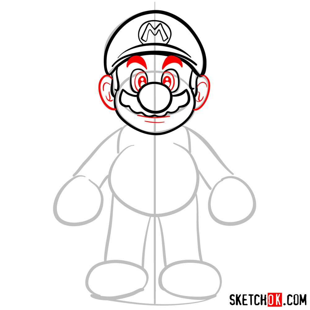 How to draw Mario from Super Mario games - step 06