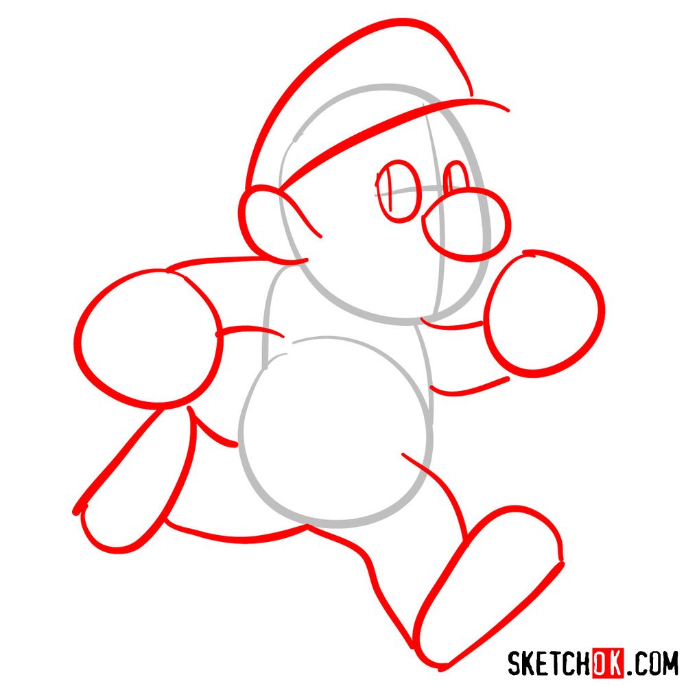 How to draw Super Mario running - step 02