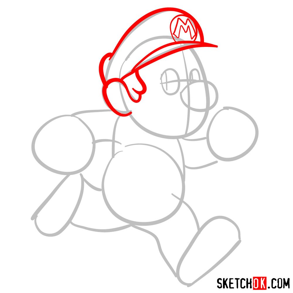 How to draw Super Mario running - step 03