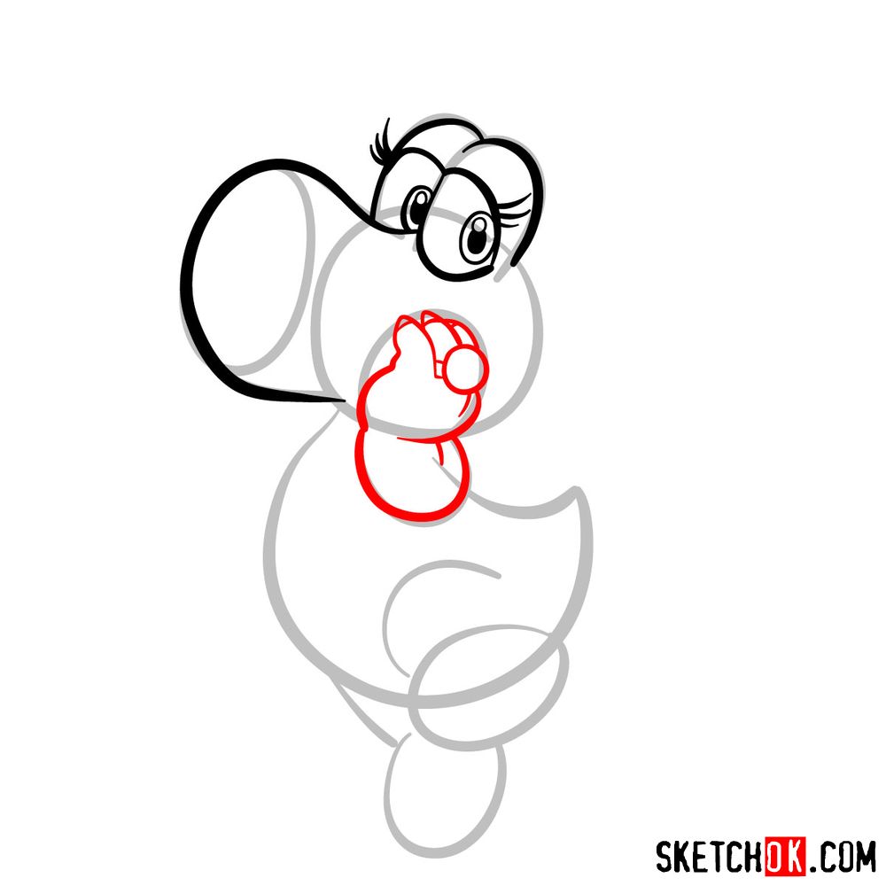 How to draw Birdo from Super Mario games - step 05