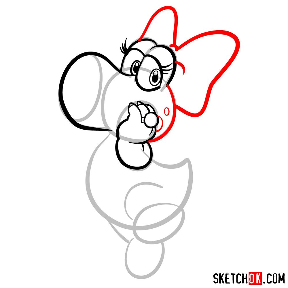 How to draw Birdo from Super Mario games - step 06