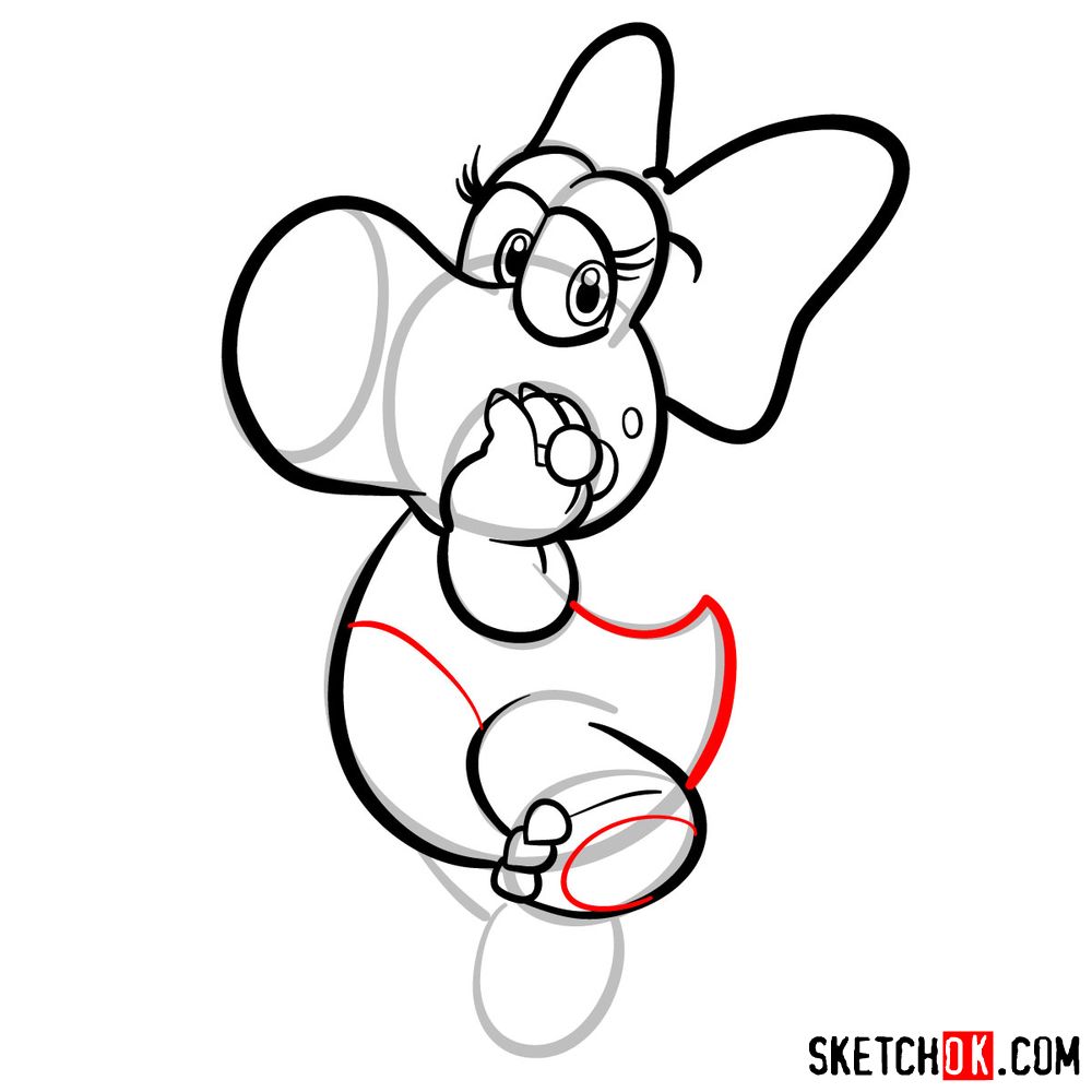 How to draw Birdo from Super Mario games - step 08