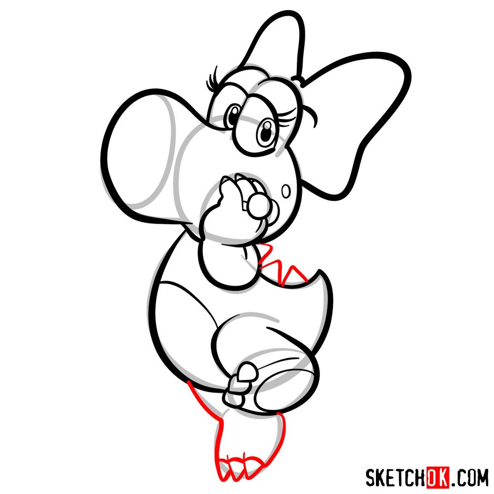 How to draw Birdo from Super Mario games - step 09