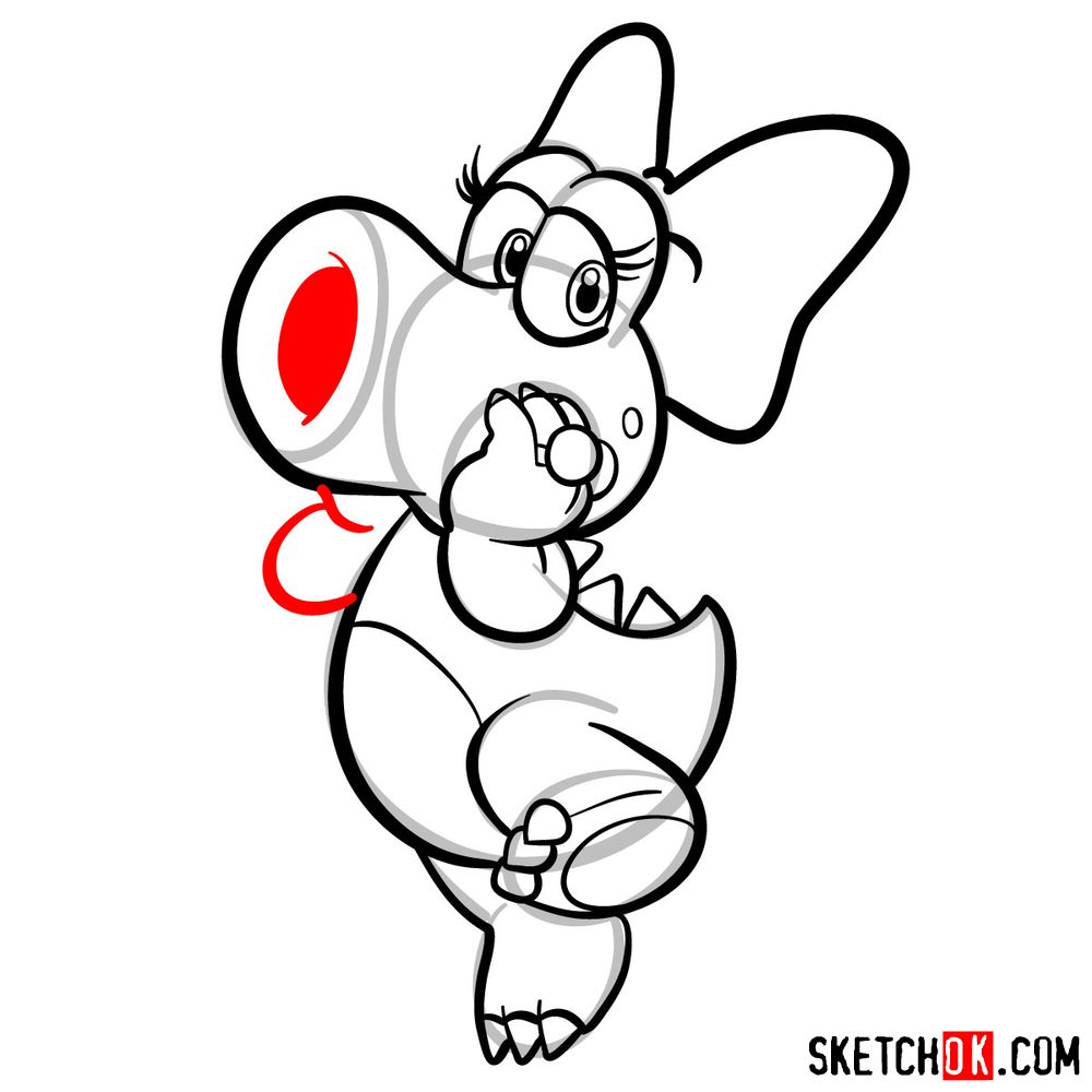 How to draw Birdo from Super Mario games - step 10